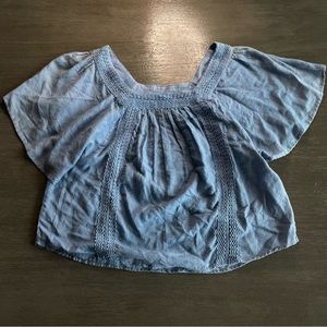 NWT Anthropologie Philosophy Denim Light Weight Flutter Short Sleeve